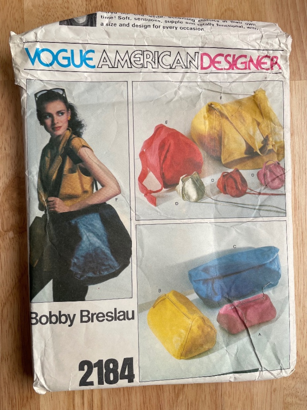 Vogue American Designer 2184 Bobby Breslau Leather Bag Sewing Pattern Vintage